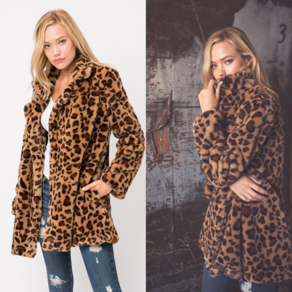 Love Tree Jackets & Blazers - One Left! Sz. M  Leopard Print Faux Fur Jacket NWT